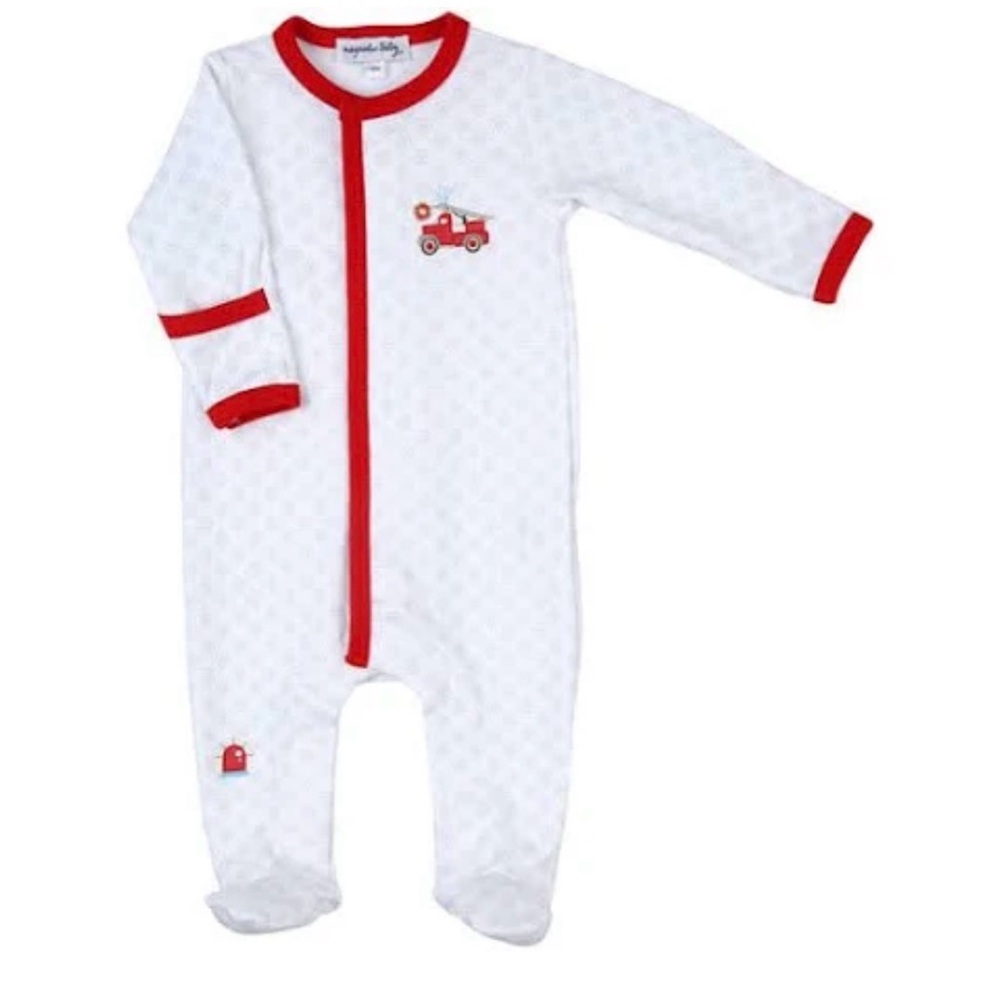 MAGNOLIA BABY Sound the Alarm Pima Appliquéd Footie - 3M